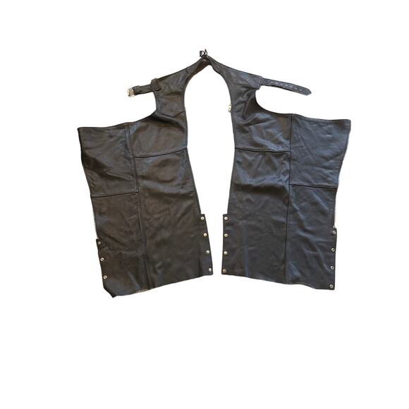 Universal Rider Black Leather Riding Chaps Medium - Picture 4 of 6